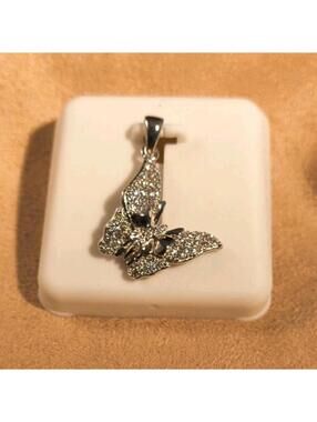 .925 Sterling Silver moissenite Butterfly Pendant